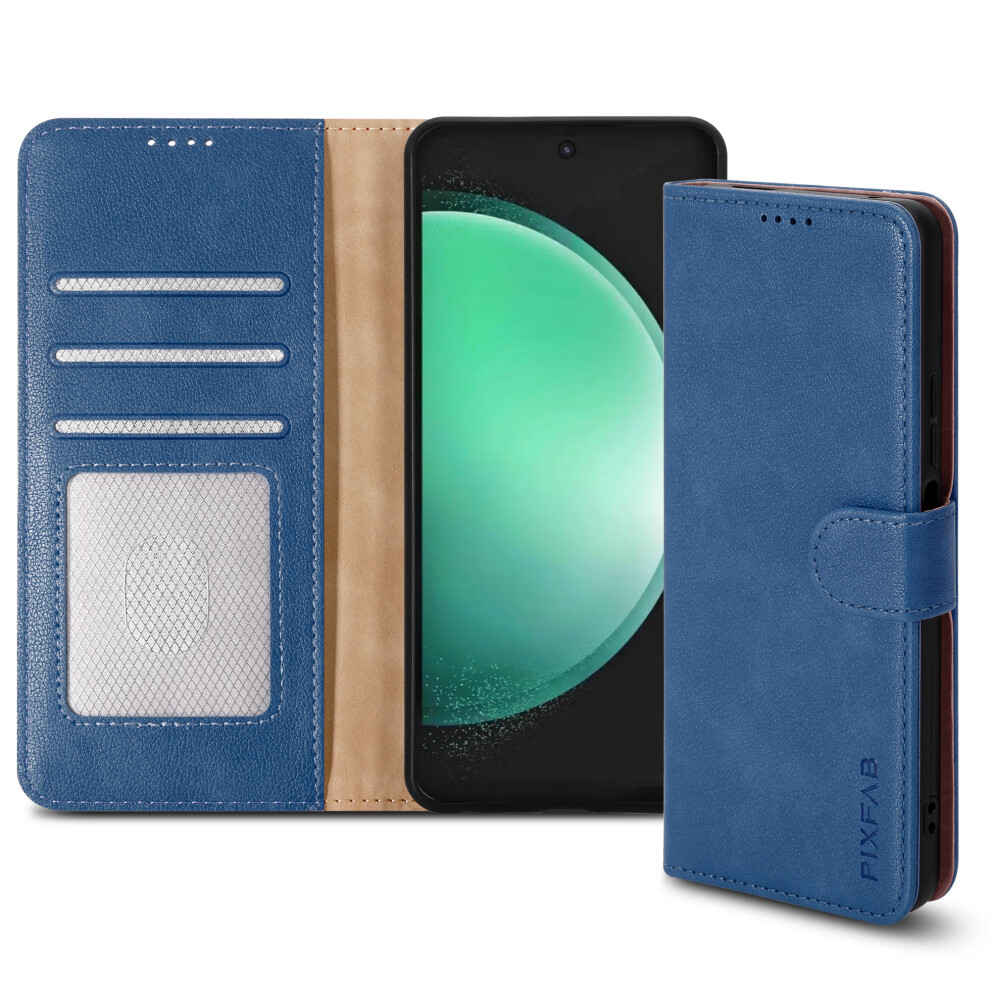 (Samsung Galaxy S24 Fe, ) For Samsung Galaxy S24fe Leather Book Flip Wallet Case Blue 5059302149486