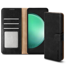 (Samsung Galaxy S24 FE, Black) For Samsung Galaxy S24FE Leather Book Flip Wallet Case