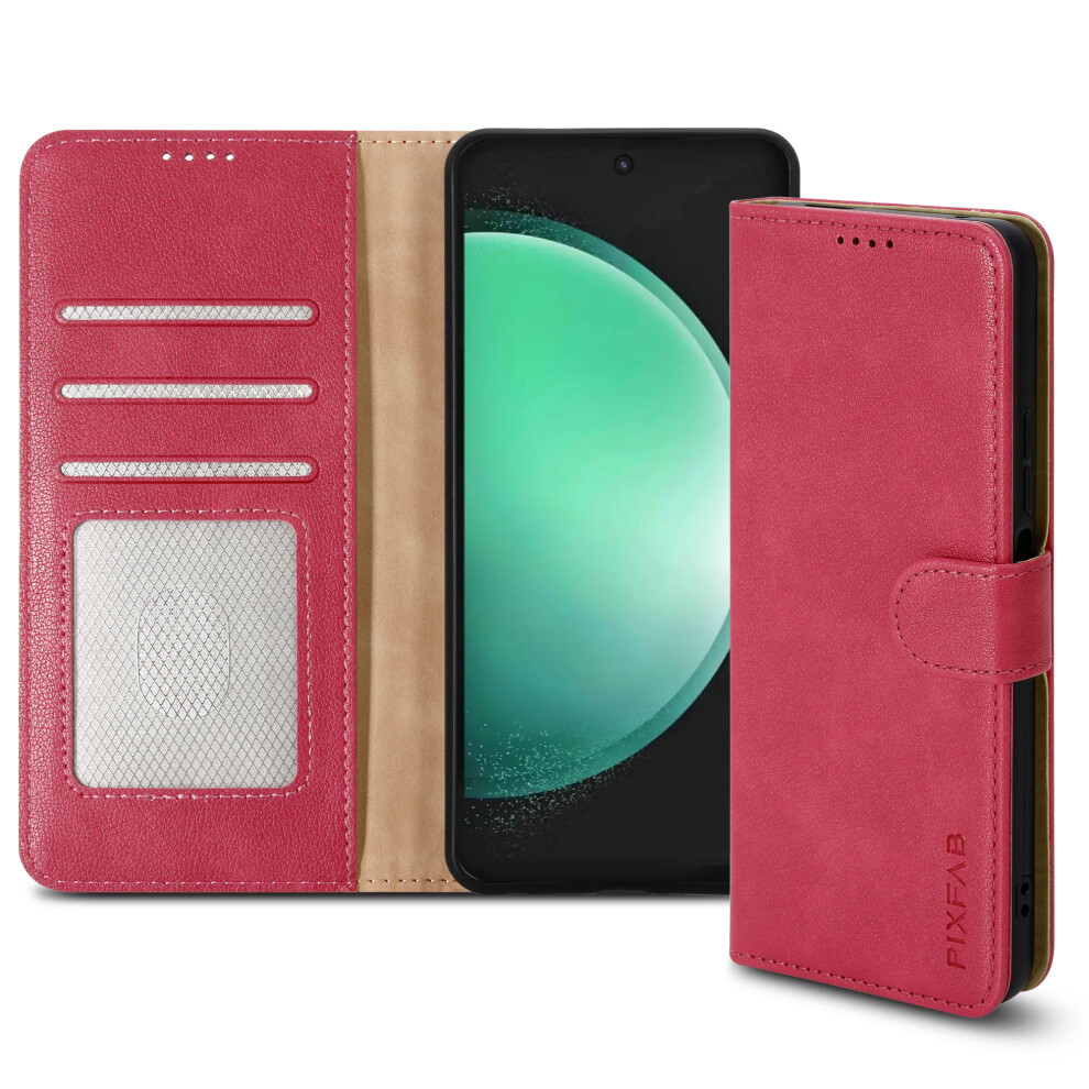 (Samsung Galaxy S24 Fe, ) For Samsung Galaxy S24fe Leather Book Flip Wallet Case Pink 5059302149462