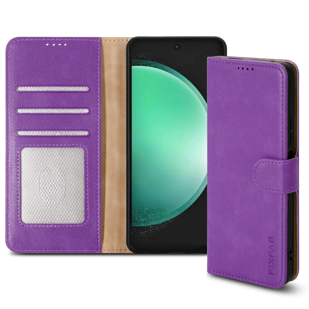 (Samsung Galaxy S24 Fe, ) For Samsung Galaxy S24fe Leather Book Flip Wallet Case Purple 5059302149479