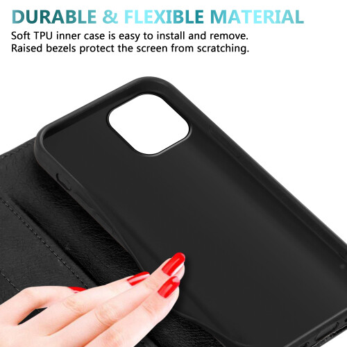 (iPhone 13 Pro, Black) For iPhone 13 Mini Pro Plus Max  Leather Book Flip Wallet Case 1