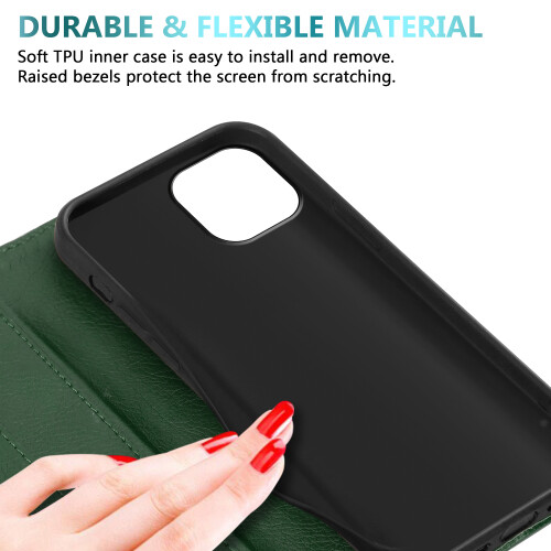 (iPhone 13 Mini, Green) For iPhone 13 Mini Pro Plus Max  Leather Book Flip Wallet Case 1