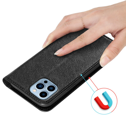 (iPhone 13 Pro, Black) For iPhone 13 Mini Pro Plus Max  Leather Book Flip Wallet Case 2