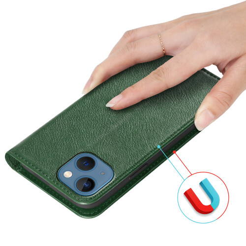 (iPhone 13 Mini, Green) For iPhone 13 Mini Pro Plus Max  Leather Book Flip Wallet Case 2