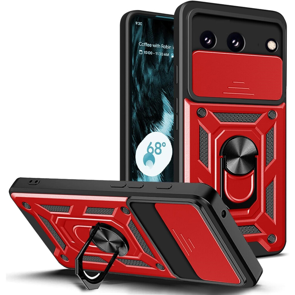 (Google Pixel 8A, Red) For Pixel 8A Shockproof Case with Camera Lens Protection