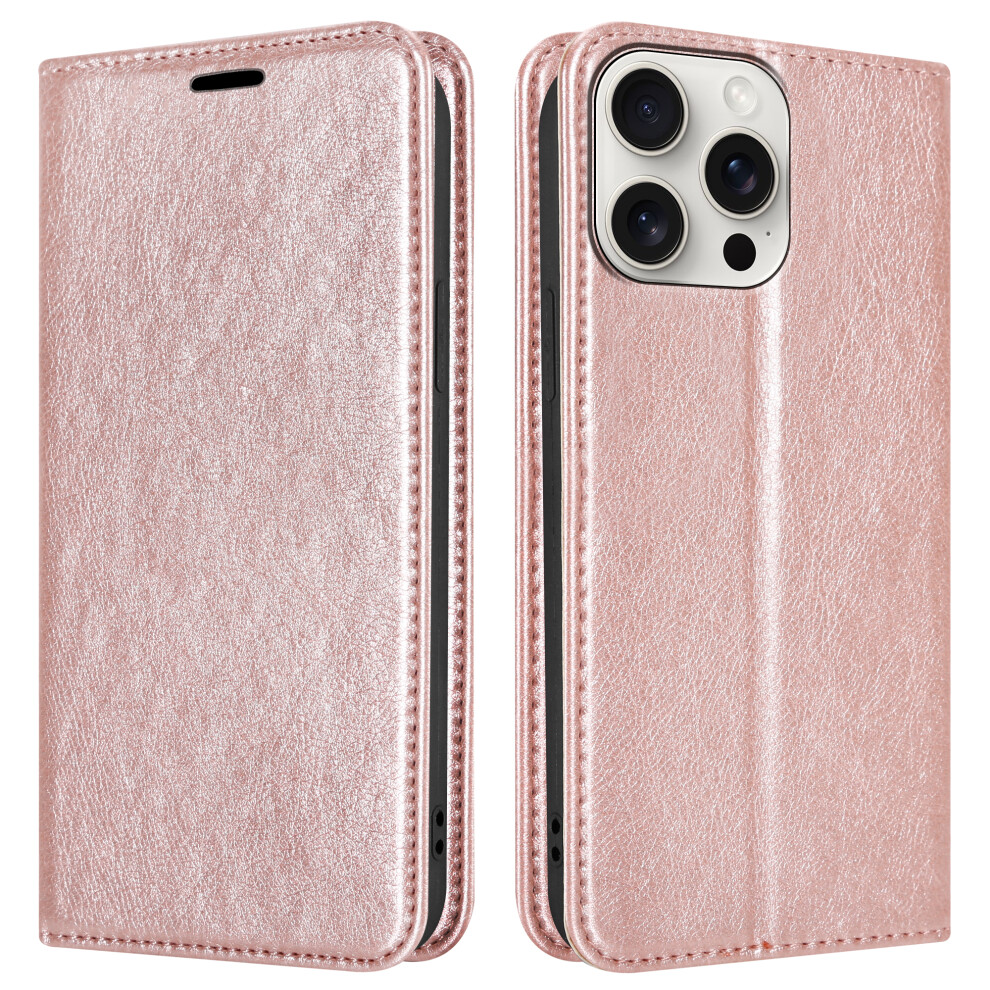 (Iphone 14 Pro, Rose ) For Iphone 14 Pro Plus Max Leather Book Flip Wallet Case Gold 5059302143002