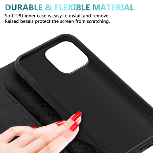 (iPhone 14 Pro Max, Black) For iPhone 14 Pro Plus Max  Leather Book Flip Wallet Case 1