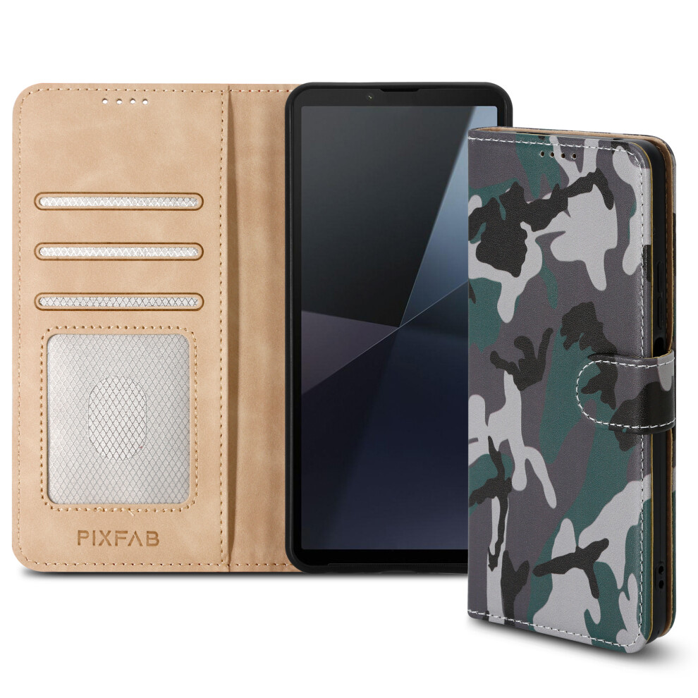 (Sony Xperia 10 VI, Camouflage) For Xperia 10 (VI) Leather Book Flip Wallet Case