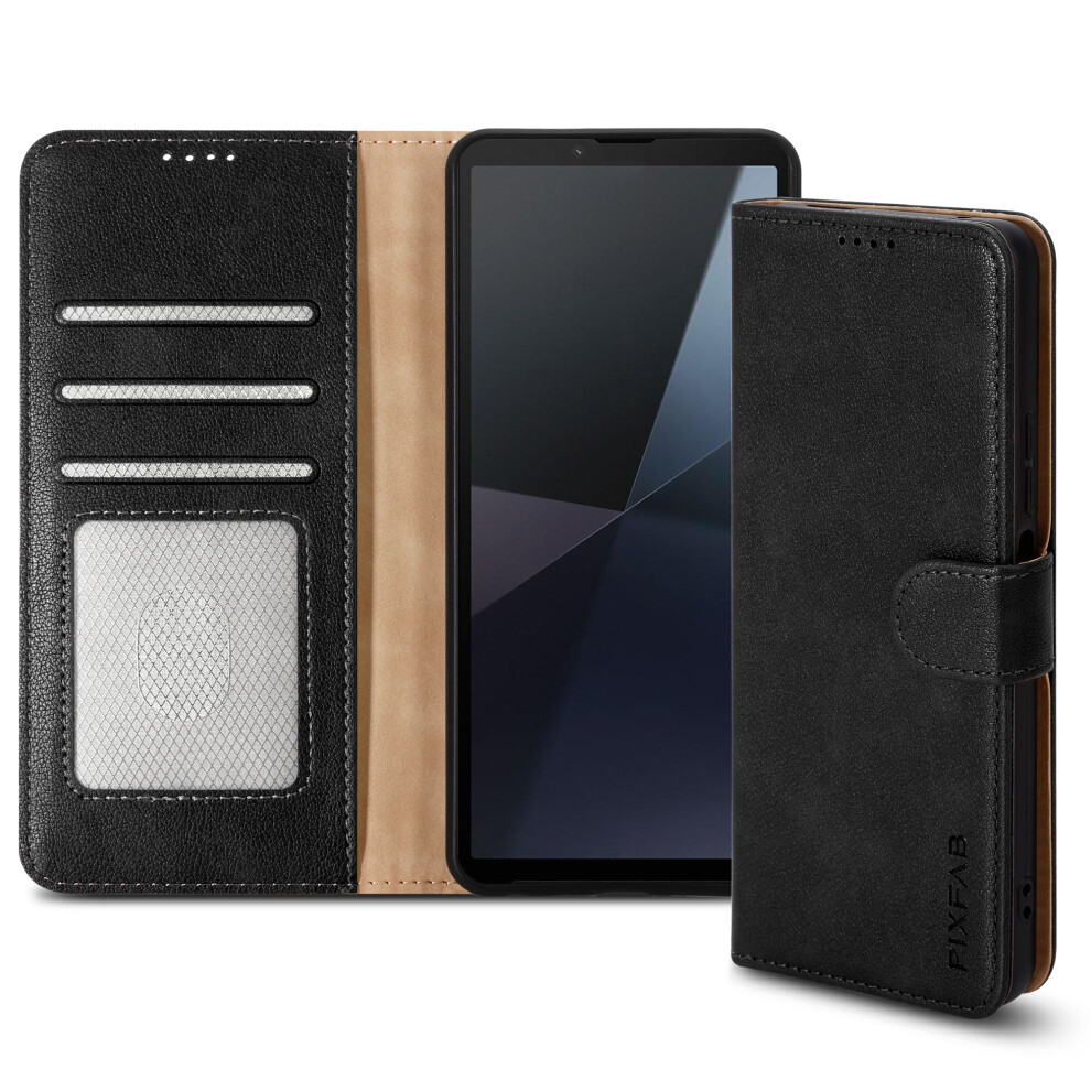 (Sony Xperia 10 VI, Black) For Xperia 10 (VI) Leather Book Flip Wallet Case