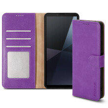 (Sony Xperia 10 VI, Purple) For Xperia 10 (VI) Leather Book Flip Wallet Case