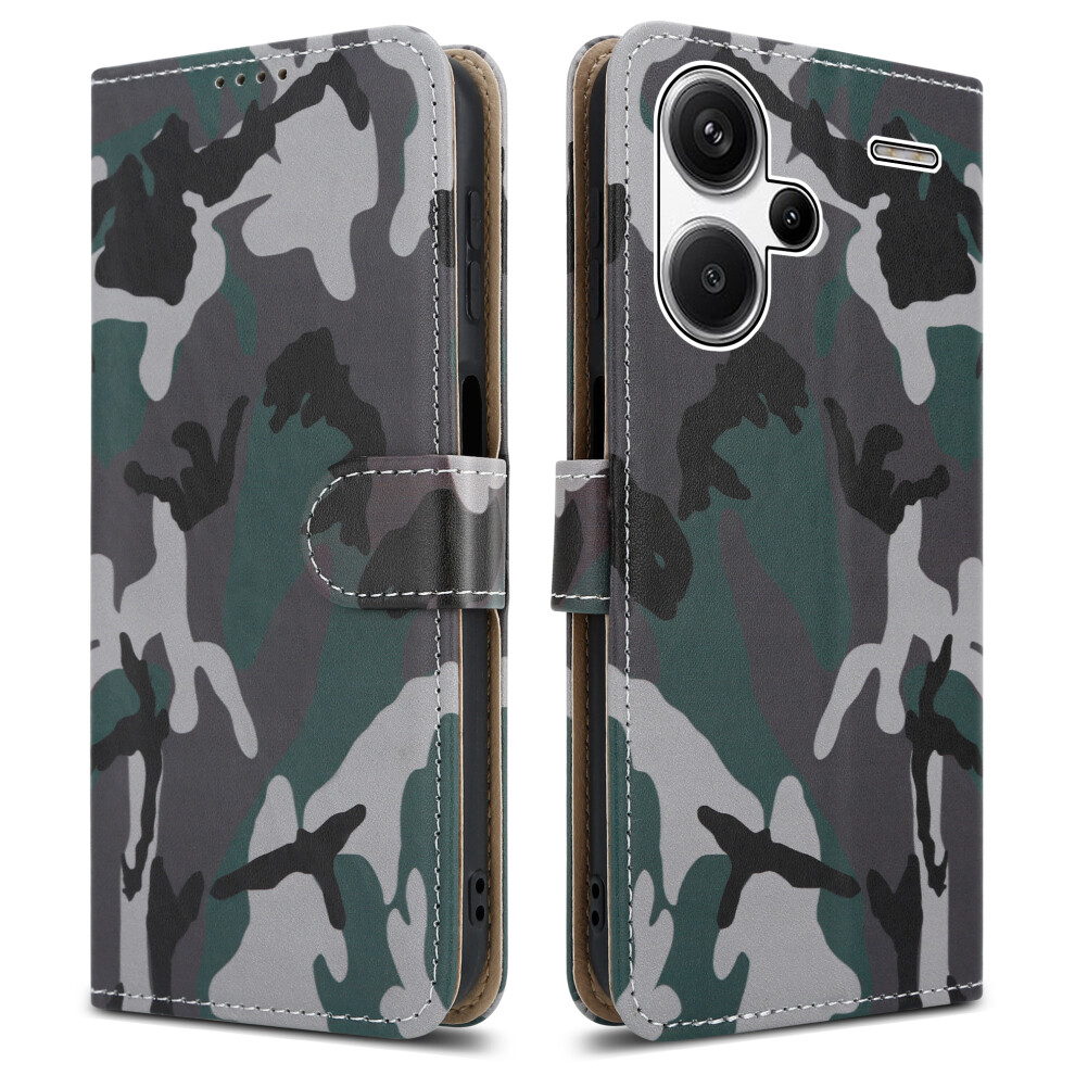 (Xiaomi Redmi Note 13 Pro Plus (5G), Camouflage) For Xiaomi Redmi Note 13 Pro Plus (5G) Leather Book Flip Wallet Case 5059302105352