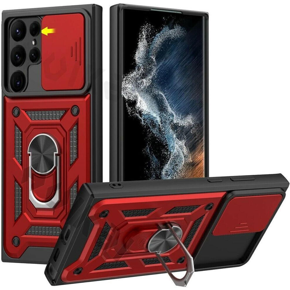 (Samsung Galaxy S24 Ultra, ) For Samsung Galaxy S24 Plus Ultra Shockproof Case With Camera Lens Protection Red 5059302102870