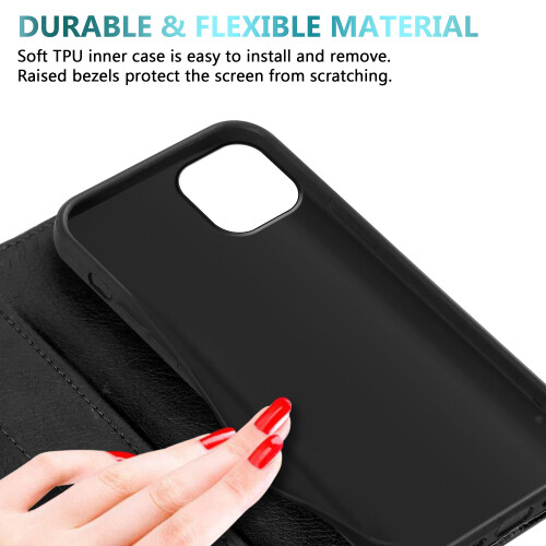 (iPhone 15, Black) For iPhone 15 Pro Plus Max  Leather Book Flip Wallet Case 1