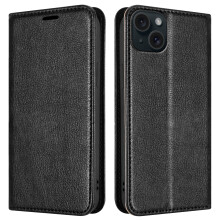 (iPhone 15, Black) For iPhone 15 Pro Plus Max  Leather Book Flip Wallet Case