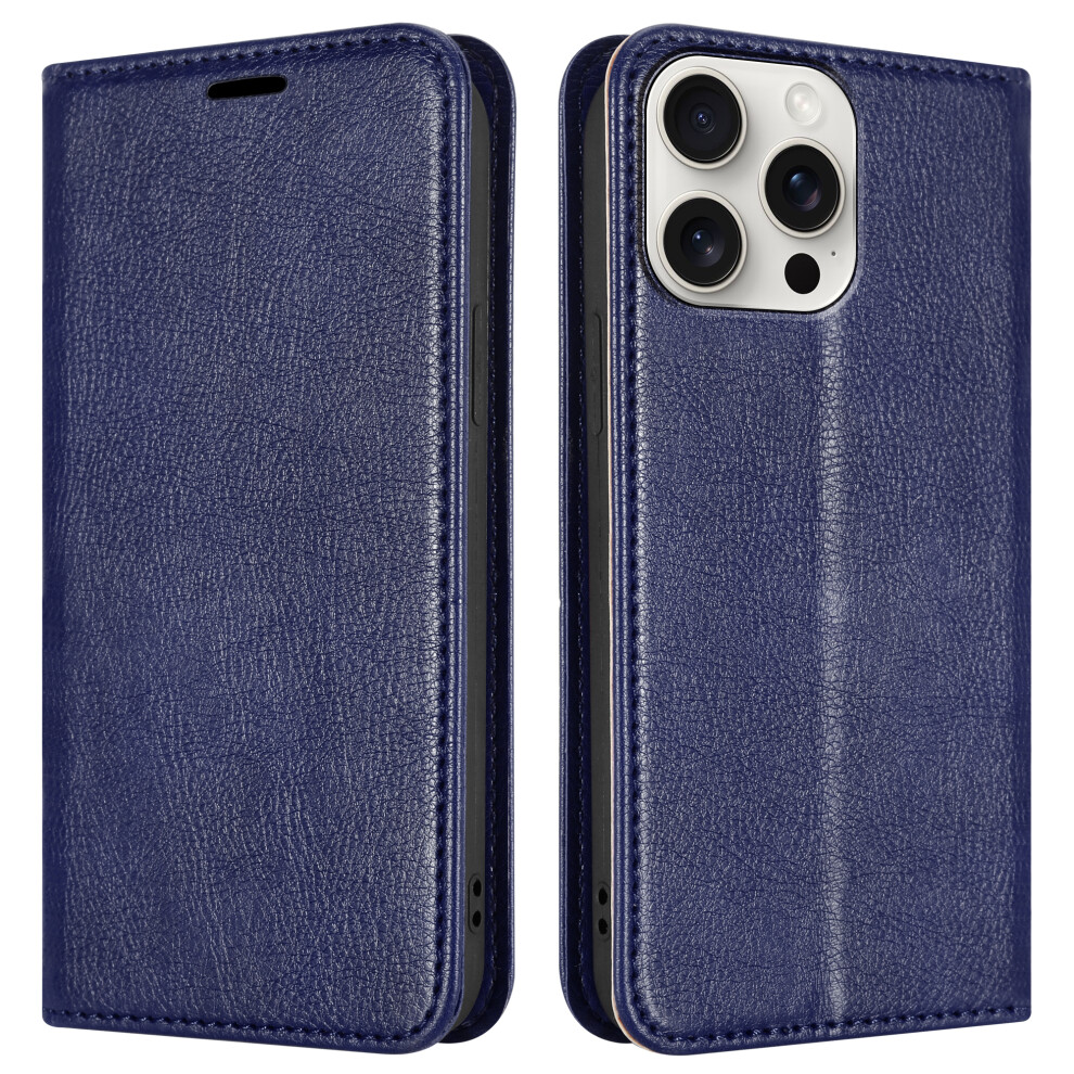 (Iphone 15 Pro, ) For Iphone 15 Pro Plus Max Leather Book Flip Wallet Case Blue 5059302143149