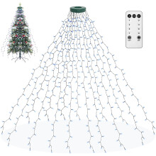 (Coldwhite - 400led) Christmas Tree Lights Cool White, 400LED 2m 16 Strings 8 Modes Christmas Light String Christmas Decoration Christmas Lights with Memory and 8 Lighting