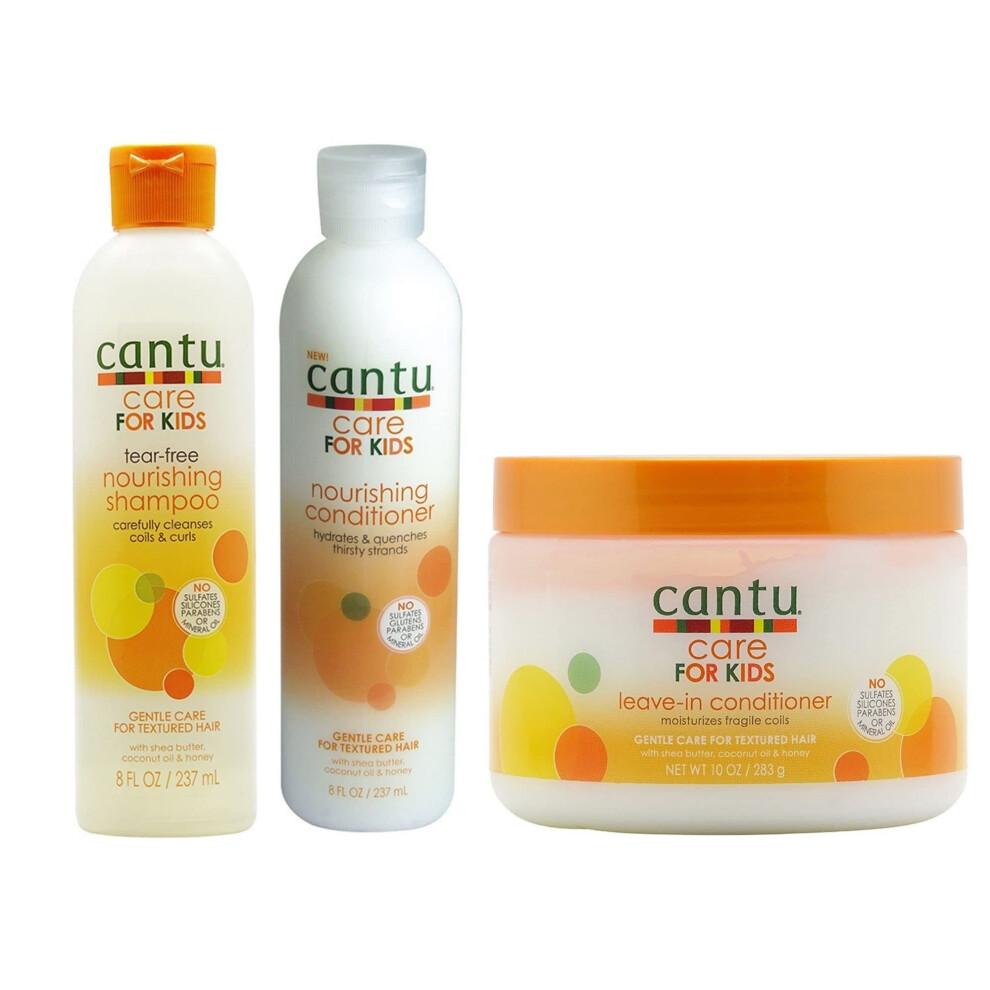 Cantu Care For Kids Shampoo, Conditioner,  Leave In Conditioner (Set Of 3)