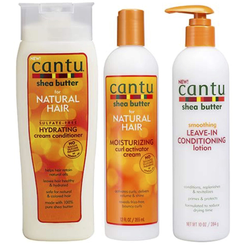 Cantu Shea Butter Sulfate-Free Hydrating Conditioner, Curl Activator Cream & Leave-In Conditioning Lotion (Set Of 3)