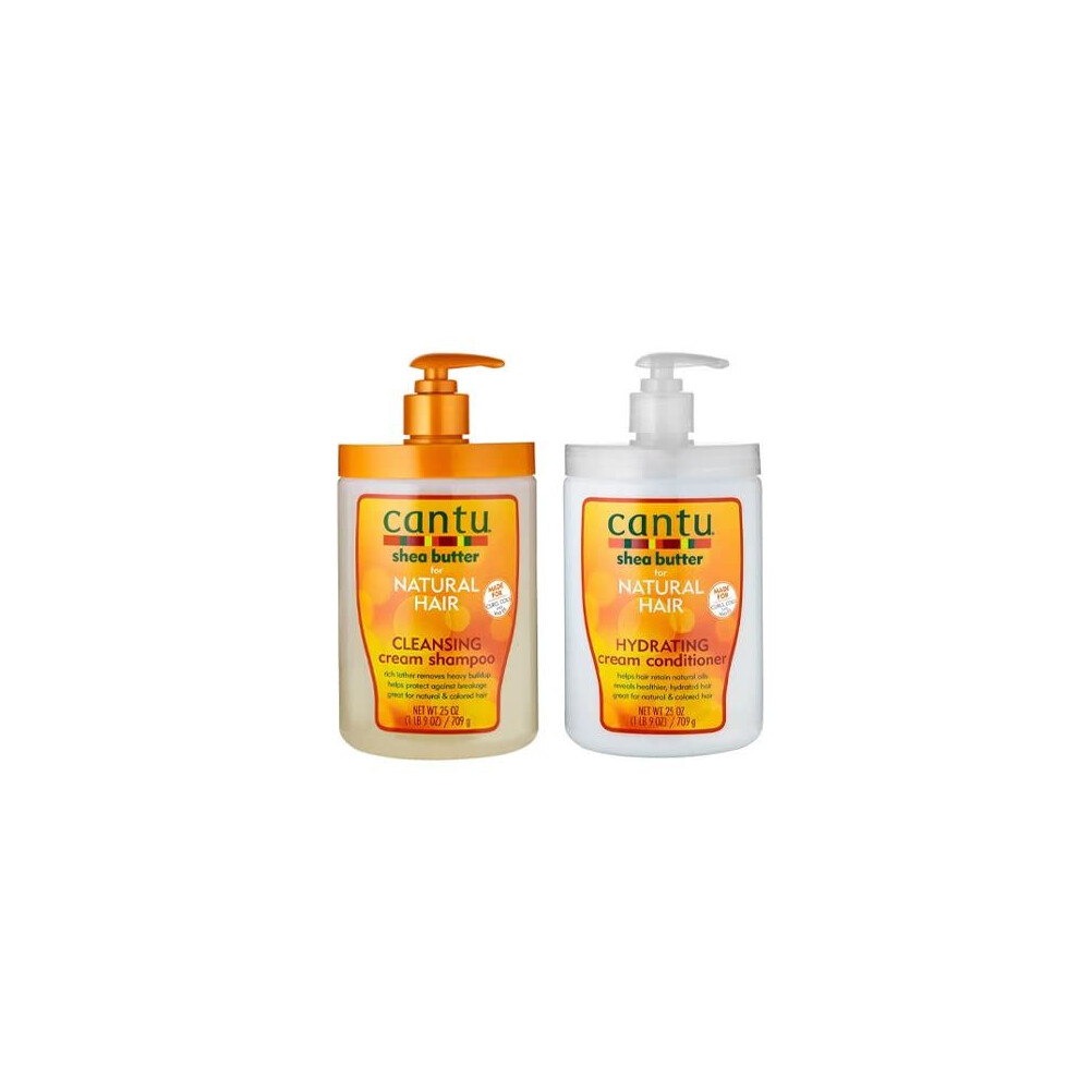 Cantu Shea Butter Shampoo, Hydrating Conditioner 25Oz Each (Pack Of 1)