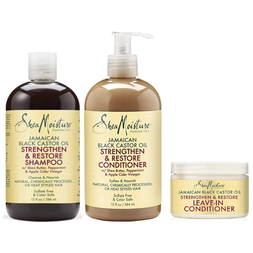 Shea Moisture Jamaican Black Castor Oil Shampoo, Conditioner & Mask (Set Of 3)