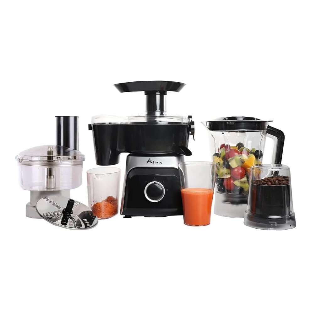 Alivio 7-In-1 Food Processor With 1500Ml Tank, 400W, 3-Speed, 5 Attachments - Chopping, Slicing, Grating, Kneading, Blending | Code 5.06096E+12