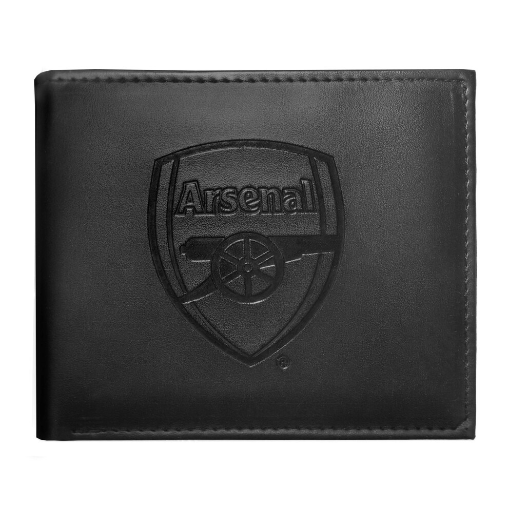 (Black) Arsenal FC Official Football Gift Embossed Crest Wallet Black