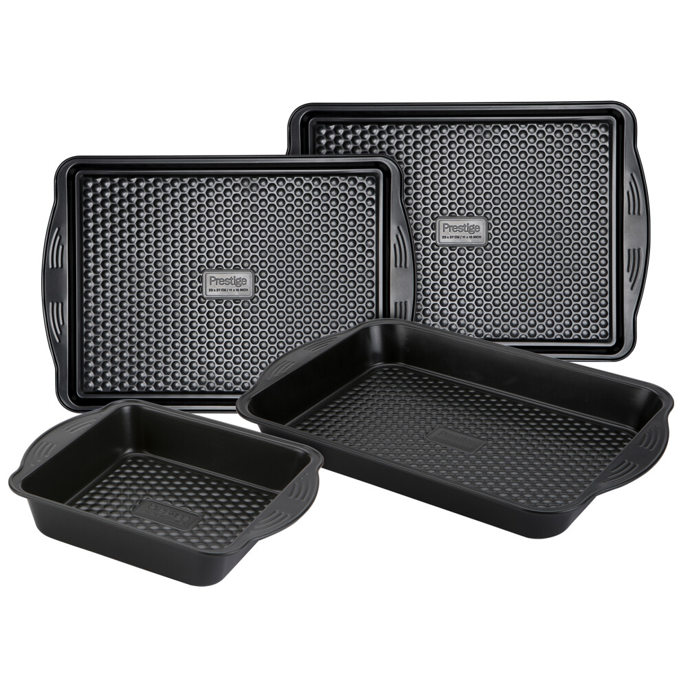 Prestige Aerolift Baking Set - 2 Oven Trays & Cake Tin Durable Steel Bakeware