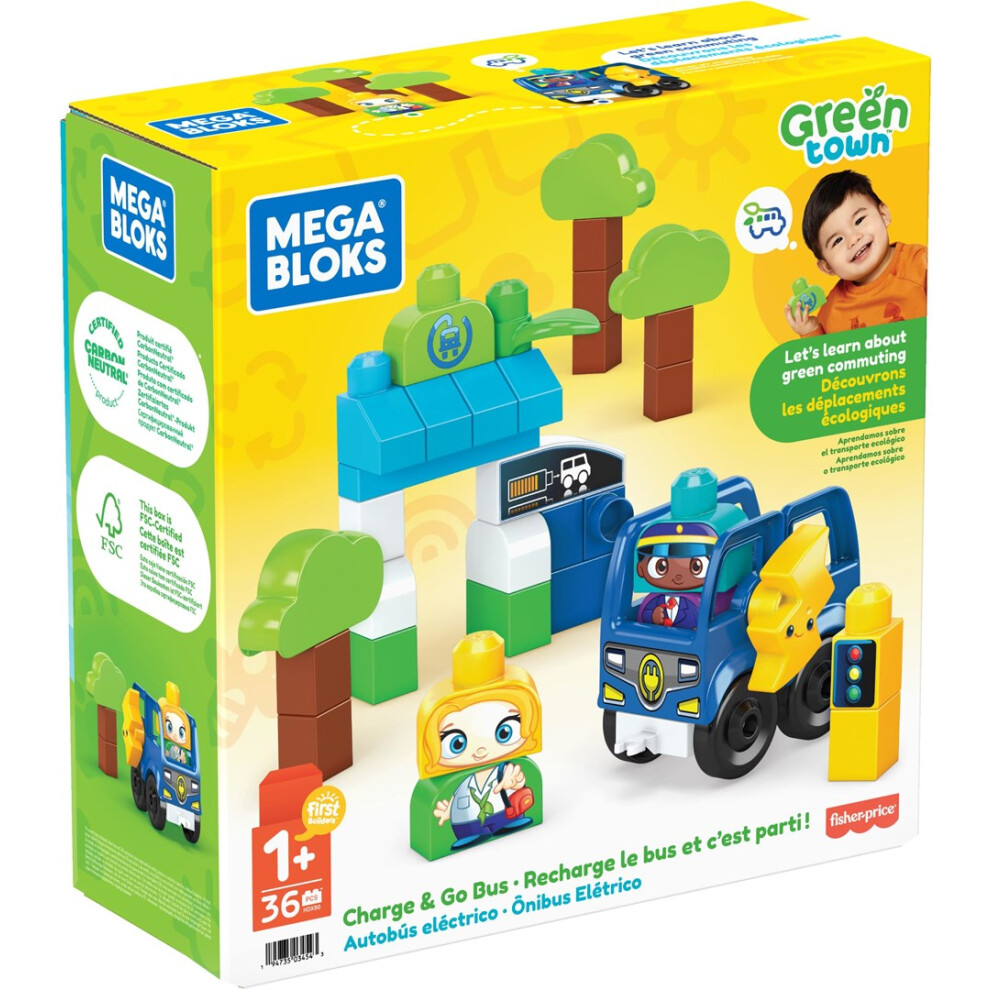 MEGA BLOKS HDX90 GREEN TOWN CHARGE & GO BUS