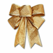 (Gold) 10Pcs Large Bows Christmas Tree Bowknot Ornaments Gift Present Party Xmas Decor