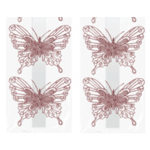 4 x Clip On Glitter Rose Gold Butterfly Decoration Party Bday Wedding Christmas
