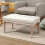 Homcom HOMCOM Accent Bench Tufted Upholstered Foot Stool Linen-Touch Ottoman Cream 6