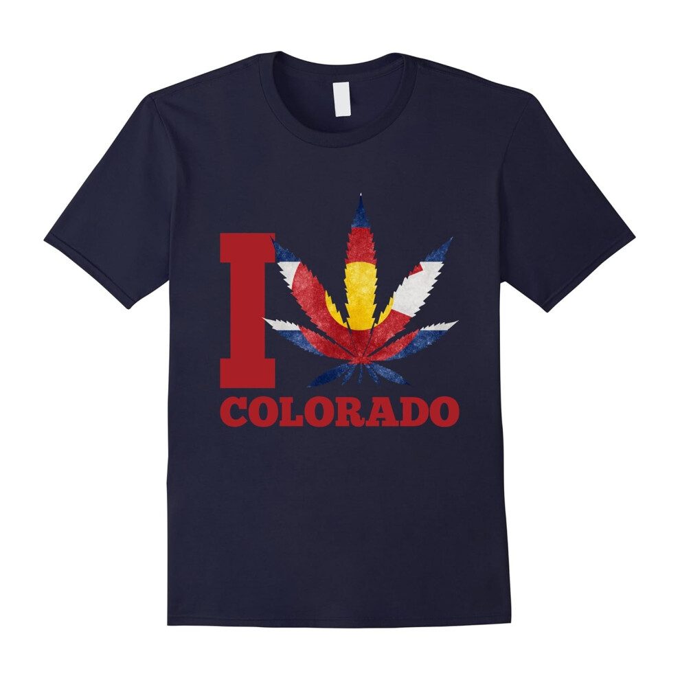 (L) I Love Colorado Pot Leaf T-Shirt â Funny State Flag Weed Tee-Father's Day