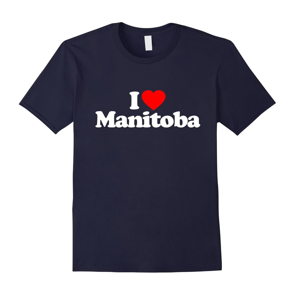 (L) I Love Heart Manitoba Canada Funny T-Shirt-Father's Day