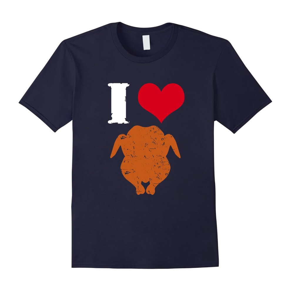 (L) I Love Turkey T-shirt Thanksgiving Funny T-shirt-Father's Day