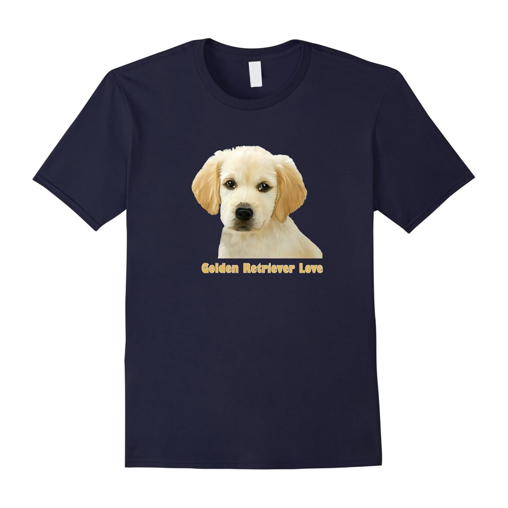 (XL) Golden Retriever Love Puppy T-shirt-Father's Day