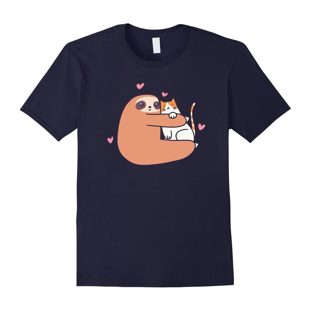 (XL) Sloths Love Cat â Unisex T Shirt-Father's Day