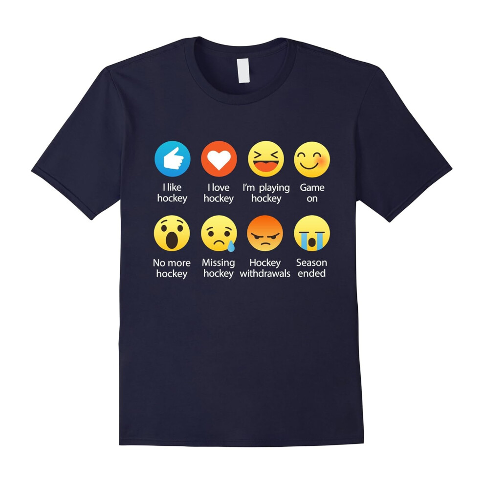 (S) I Love Hockey Emoticon (Emoji) Funny Sayings Shirt (Relaxed)-Father's Day