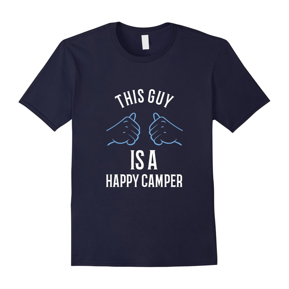 (XXXL) Blue Guy Happy Camper Camping Dad T-shirt-Father's Day