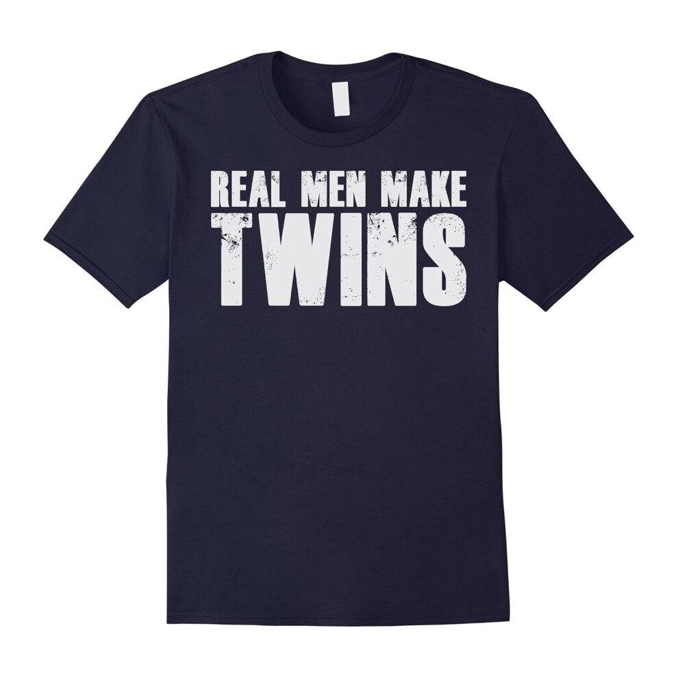 (L) Real Men Make Twins T-shirt, Dad to be Pregnancy Parody-Father's Day