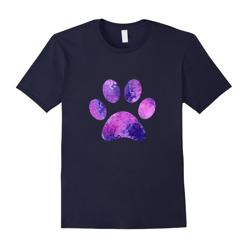 (M) Pretty Purple Paw Print t-shirt Dog Cat Pet Lover-Father's Day