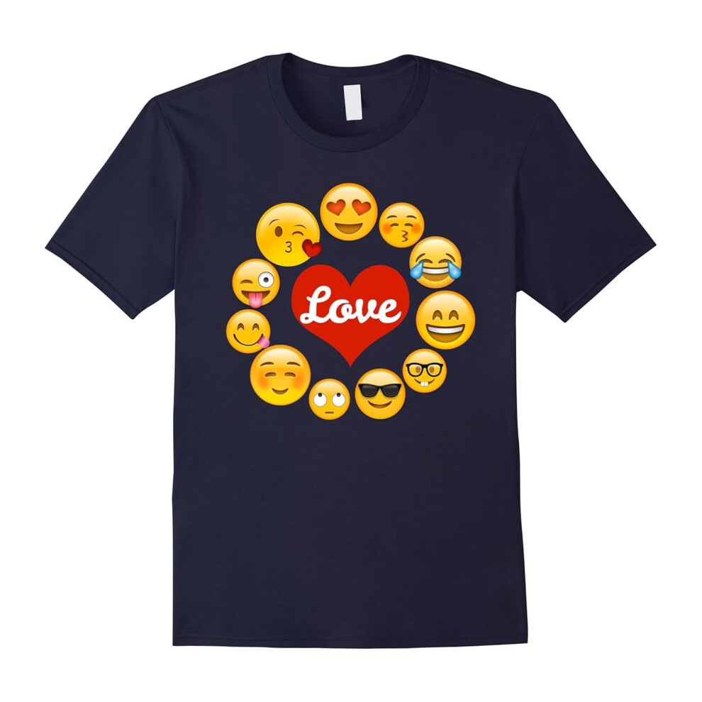 (XL) Emoji Shirt With Sayings Heart Love Valentine's Day Shirt-Father's Day