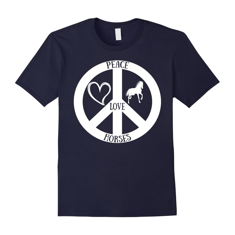 (L) Peace-Love-Horses,Riding,Horse-Lovers,Gift-Tee T-shirt-Father's Day