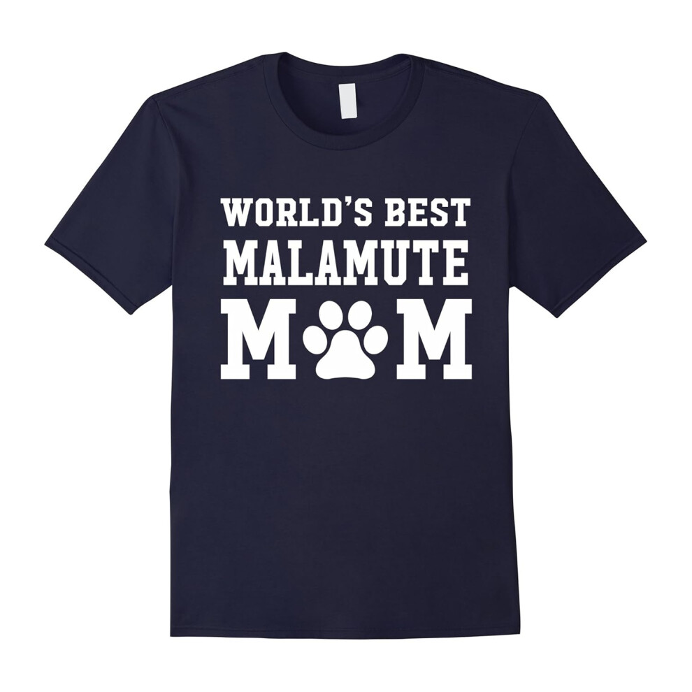 (M) World's Best Malamute Mom Dog Lover Pawprint T-Shirt-Father's Day