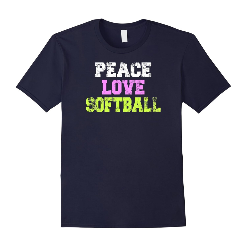 (XL) Peace Love Softball Fastpitch T-Shirt Gift Idea Girls Top-Father's Day