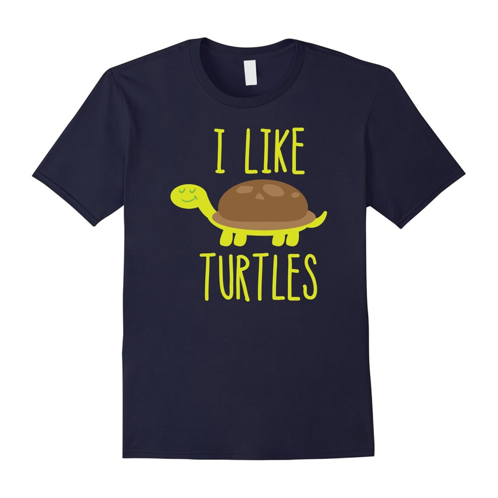 (XL) I Like Turtles Funny Cute Turtle Lover T-Shirt-Father's Day