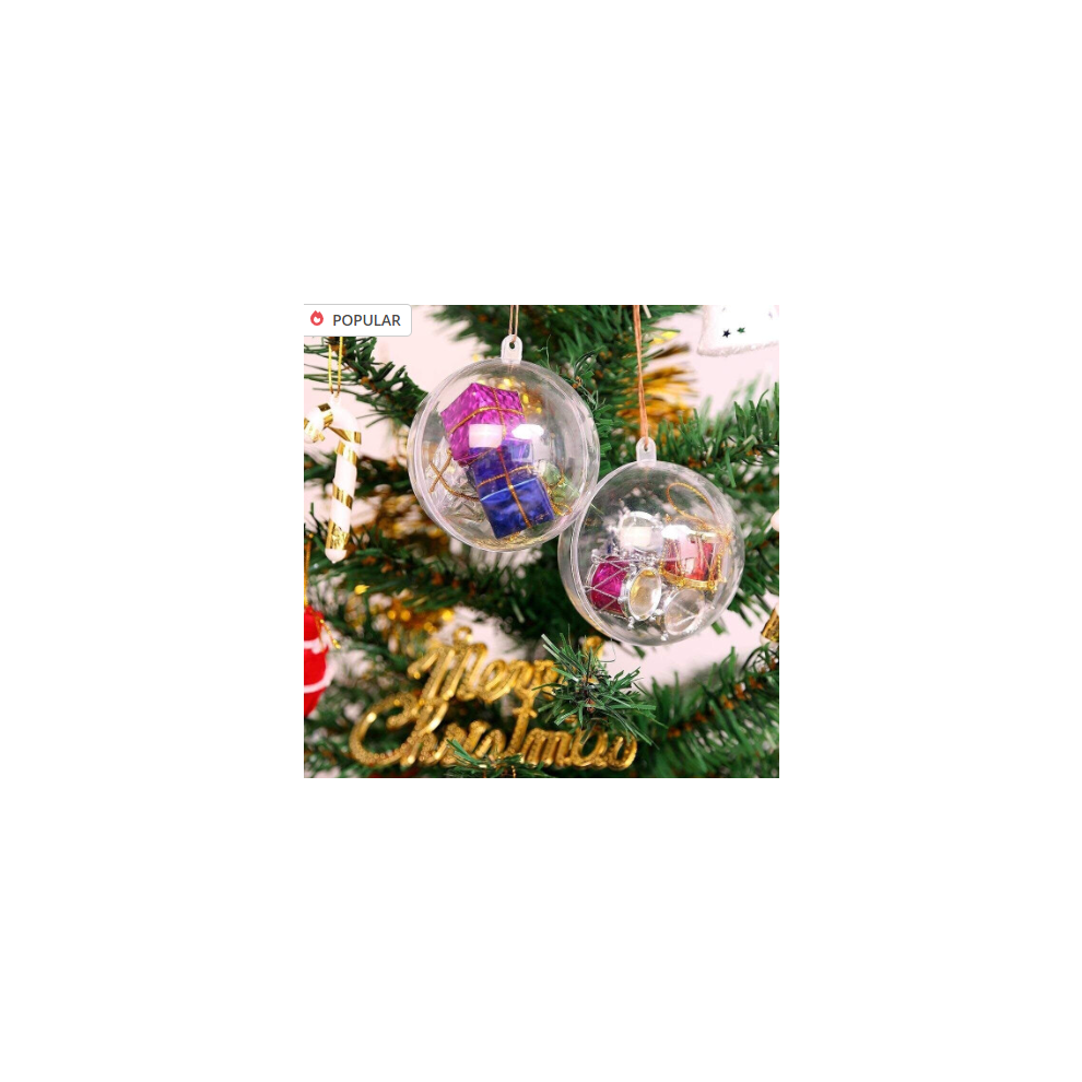(100PCS) 200X 8cm Clear Plastic Balls Christmas Baubles Sphere Fillable Wedding Ornament