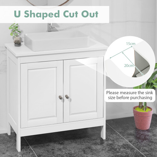 Costway Under Sink Cabinet Bathroom Cabinet Space Saver with Adjustable Shelf 2