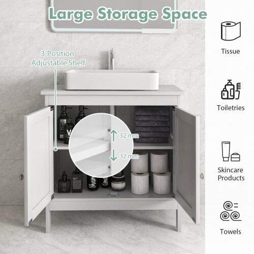 Costway Under Sink Cabinet Bathroom Cabinet Space Saver with Adjustable Shelf 1