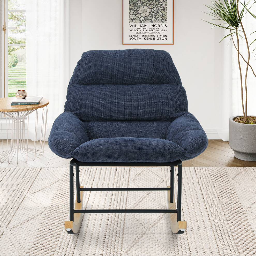 (Blue Grey) Chenille lounge rocking chair