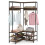 Costway Corner Coat Rack L-shaped Clothes Rack with 7 Hooks & Shoe Bench 1